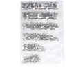 Lot de strass argent minéral pour nail art DIY dans un emballage transparent divisé - SS4-SS12 (Environ 1728 Pièces/Paquet) / Argent Minéral