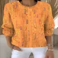 Eleganter französischer Strickpullover für Damen mit leuchtend orangefarbenem Digitaldruck - JSTGI-5347734710 / S