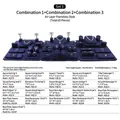 Premium Blau Samt Schmuckständer Set mit Halskettenbüsten und Ringhaltern - Rahmenlos - Set 3 (Kombination 1+2+3) / 65-teiliges Set / Schwarz