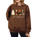 Braunes Halloween-Sweatshirt für Damen mit digitalem Spooky-Goose-Druck und Ärmeln - JSTGI-5347689 / S