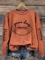 Lässiges orangefarbenes Vintage-Sweatshirt mit Game Day Football-Grafik für Damen - JSTGI-5347691 / S