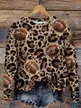 Damen-Sweatshirt mit Leopardenmuster, American-Football-Motiven und Glitzerakzenten - JSTGI-5347694 / S