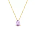 Détail d'un pendentif en zircone poire sur une chaîne délicate plaquée or 18 carats. - Style Goutte d'Eau (YX36097) / Mauve Clair