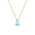 Élégant collier en acier inoxydable doré 18 carats avec pendentif goutte en zircon bleu - Style Goutte d'Eau (YX36097) / Rose bonbon