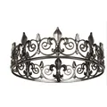 Vintage gunmetal fleur-de-lis crown for men's birthday party or wedding accessories - Fleur-de-lis Hollow Crown / Gunmetal