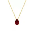 Collier avec pendentif en zircone rouge en forme de poire, acier doré 18 carats. - Style Goutte d'Eau (YX36097) / Bordeaux