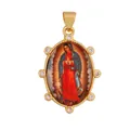 Detailed 18K gold plated brass Virgin of Guadalupe pendant with sparkling zircon stones - Our Lady of Guadalupe (S029230-15)