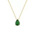 Élégant collier en acier inoxydable plaqué or 18k avec pendentif en zircon vert - Style Goutte d'Eau (YX36097) / Vert