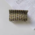 Checkered acetate large hair claw clip in earthy tones for women - Mini Plaid / 8.3cm / Vertical Green Yellow