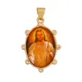 Detailed view of a vintage Jesus Christ pendant in 18K gold plated brass with zirconia. - Vintage Jesus Portrait (S029230-18)