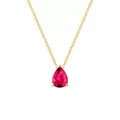 Collier en acier inoxydable doré avec une pierre de naissance rouge en forme de poire - Style Goutte d'Eau (YX36097) / Rose rouge