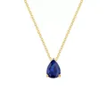 Collier en acier inoxydable plaqué or 18 carats avec un pendentif zircon bleu - Style Goutte d'Eau (YX36097) / Bleu clair