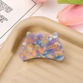 Detailed shot of unique acetate cat hair claw clip with colorful marble pattern - Cat Head Style (XL2028-3) / Purple