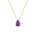 Collier avec zircon violet poire en acier inoxydable plaqué or 18 carats - Style Goutte d'Eau (YX36097) / Violet foncé