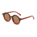Children's retro round sunglasses featuring leopard print and orange frame variant - Red Leopard