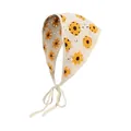 Vintage handmade crochet sunflower pattern knitted triangular headscarf in beige color - One Size / Sunflower Orange