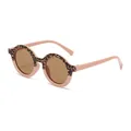 Stylish round children's sunglasses featuring a pink and leopard print frame design - Pink Leopard