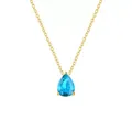 Élégant collier en acier inoxydable doré 18 carats avec zircon bleu en forme de goutte - Style Goutte d'Eau (YX36097) / Bleu ciel