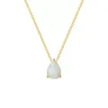 Collier élégant avec pendentif opale en forme de poire, acier plaqué or 18 carats - Style Goutte d'Eau (YX36097) / Milky blanc