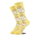 Détail de chaussettes mi-mollet jaunes avec des motifs mignons de hamsters de dessin animé - Gm0026