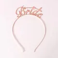 Elegant rose gold metal headband with 'Bride' calligraphy and heart detail for bridal parties. - Bide Heart-shaped Headband / Adult