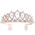 Elegant rose gold birthday tiara decorated with sparkling rhinestones and built-in hair combs - Rose Gold Crown / Adult