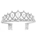 Elegant silver rhinestone birthday tiara crown with side combs for birthday girl - Silver Crown / Adult