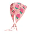 Handgefertigtes rosa Häkel-Dreieckstuch mit süßem Erdbeermuster für modische Damen - Einheitsgröße / Erdbeerrosa