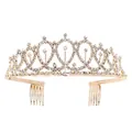 Elegant rose gold rhinestone crystal tiara crown for birthday girl party decorations - Gold Crown / Adult