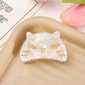 Cute acetate cat-shaped hair claw clip with creamy white marble finish for women - Cat Head Style (XL2028-5) / White