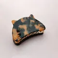 Acetate cat hair claw clip in brown tortoise shell finish - Dark Tortoiseshell