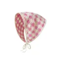 Rosa und weiß kariertes Häkel-Dreieckstuch für Damen, Vintage-Haarbandana-Stil - Einheitsgröße / Schachbrett Rosa Weiß