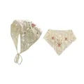 Handgemachtes beiges Häkel-Kopftuch und Bandana-Set mit süßem Erdbeerdekor im Retro-Stil. - Einheitsgröße / Wassermelone