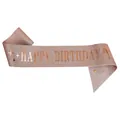 Elegant rose gold glitter party sash featuring metallic Happy Birthday text for celebrations - Happy Double Wine Glass Design (rose Gold) / Adult