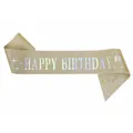 Stunning gold glitter birthday party sash with iridescent Happy Birthday text print - Happy Double Wine Glass Design (gold Iridescent) / Adult