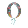 Handgefertigtes gehäkeltes Blumen-Stirnband in bunten Retro-Pastelltönen mit Bändern - Einheitsgröße / Sonnenblume Band Rosa Blau