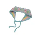 Handgefertigtes Häkel-Dreieckstuch mit pastellfarbenem Blumenstrickmuster für Damen im Retro-Stil - Einheitsgröße / Sonnenblume Band Blau Rosa