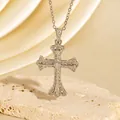 Silberfarbene Zirkon-Kreuzhalskette für Damen mit aufwendigem und edlem Steinbesatz - Silberner Leichter Luxus Pave Stil (C00124) / 18K-Gold / Silber