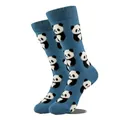 Chaussettes mi-mollet bleues avec motif jacquard panda mignon pour hommes et femmes - Gm0047