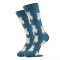 Chaussettes bleues avec motif d'alpaga blanc mignon pour hommes et femmes design - Gm0048