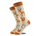 Chaussettes mi-mollet décontractées aux motifs jacquard d'animaux de la forêt orange - Gm0052