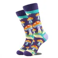 Chaussettes montantes violettes avec motif de champignons rouges et accents turquoise - Gm0053