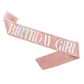 Glittery rose gold birthday girl sash with sparkling iridescent lettering - Birthday Girl (rose Gold Iridescent) / Adult