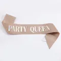 Sparkling rose gold glitter birthday party sash featuring elegant PARTY QUEEN silver lettering - Part Queen (rose Gold Iridescent) / Adult