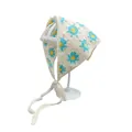 Vintage handgemachtes gehäkeltes florales Dreieckstuch in Blau und Gelb für Damen - Einheitsgröße / Sonnenblume Blau Mitte