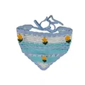 Handgefertigtes gehäkeltes florales Dreieckstuch Haarband mit blau-weißen Streifen - Einheitsgröße / Kleiner Garten Blau