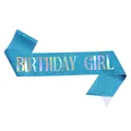 Sky blue glitter birthday girl sash with holographic lettering for birthday party decor - Birthday Girl (blue Iridescent) / Adult