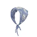 Blaues gestricktes Häkel-Dreieckstuch mit niedlicher weißer Katzen-Applikation - Einheitsgröße / Blauer Delfin