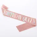Banda de cumpleaños con purpurina oro rosa y texto holográfico Birthday Queen fiesta - Reina Del Cumpleaños (oro Rosa Iridiscente) / Adulto