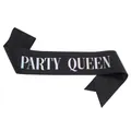 Sparkling black party sash featuring holographic 'PARTY QUEEN' lettering for birthday celebrations - Part Queen (black Iridescent) / Adult